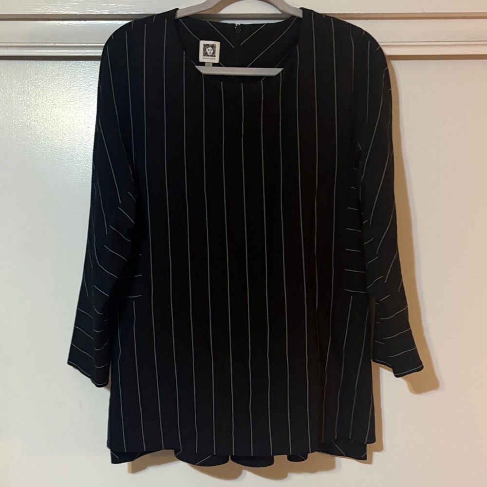 Anne Klein Black Pinstripe Blouse